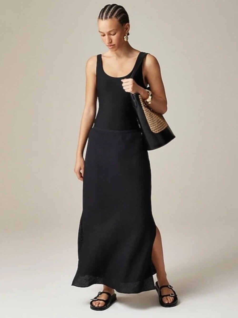 J.Crew - Gwyneth slip skirt - 100% Linen - XS (Fits like a S, 2-4) - Black